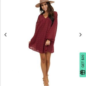 burgundy long sleeve dress